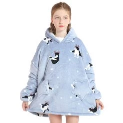 Juwas Dog Print Oversize Pocket Warm Pajamas Sweatshirt CLOTHING