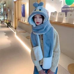 Juwas Cute Duck Warm Hooded Scarf Gloves NEW ARRIVAL