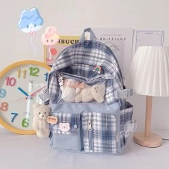 Juwas Clear Pocket Plaid Backpack Bag HOME&LIFESTYLE