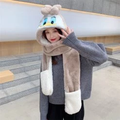 Juwas Cute Duck Warm Hooded Scarf Gloves NEW ARRIVAL