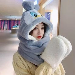 Juwas Cute Duck Warm Hooded Scarf Gloves NEW ARRIVAL