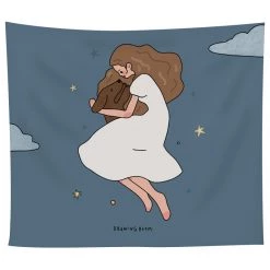 Juwas “Alone Girl” Series Square Wall Tapestry