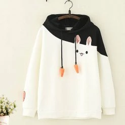 Juwas.com Online Store NEW ARRIVAL Kawaii Rabbit Carrot Cotton Fleece Hoodie