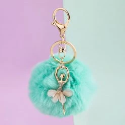 Juwas Soft PomPom Ballerina Keychain Ring