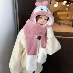 Juwas Cute Duck Warm Hooded Scarf Gloves NEW ARRIVAL