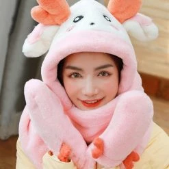 Juwas Antler Hooded Warm Soft Scarf CLOTHING