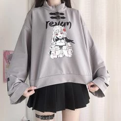 Juwas CLOTHING Cartoon Girl Print Loose Hoodie