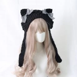 Juwas Cat Ear Bowknot Knitted Hat