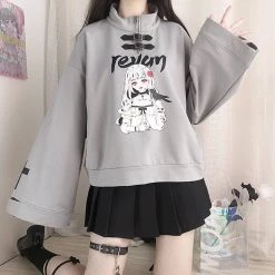 Juwas CLOTHING Cartoon Girl Print Loose Hoodie