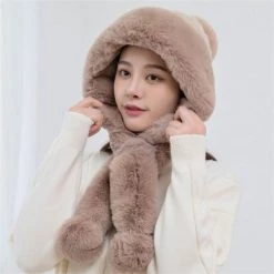 Juwas Knitted Hat Winter Warm Hat Scarf