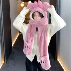 Juwas Cute Bow Knot Hooded Warm Soft Scarf