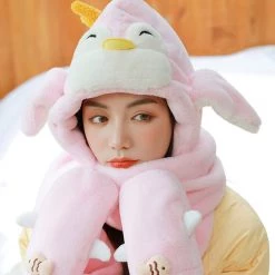 Juwas CLOTHING Cute Penguin Hooded Warm Soft Scarf
