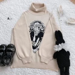 Juwas Loose Demon Girl Print Sweater CLOTHING