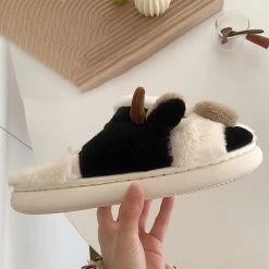Juwas Shoes Cartoon Cow Cotton Slippers