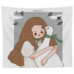 Juwas “Alone Girl” Series Square Wall Tapestry