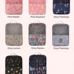 Juwas.com Online Store NEW ARRIVAL Rabbit Elephant Flamingo Lemon Alpaca Print Travel Shoes Bag Organizer