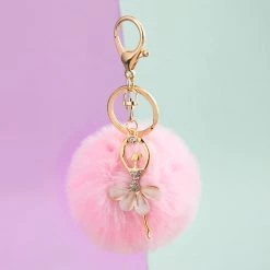 Juwas Soft PomPom Ballerina Keychain Ring