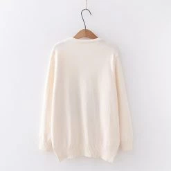 Juwas Japanese Cat Print Sweater Lace Up Shirt CLOTHING