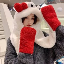 Juwas Lovely Crab Hooded Scarf Gloves