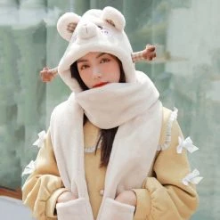Juwas Cute Bunny Ear Hooded Warm Soft Scarf CLOTHING