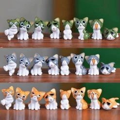 Juwas 8PC MINIATURE CAT HOME DECOR