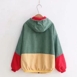 Juwas Color Block Pocket Corduroy Coat NEW ARRIVAL