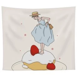 Juwas “Alone Girl” Series Square Wall Tapestry