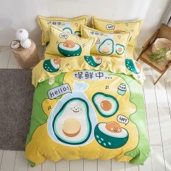 Juwas HOME&LIFESTYLE Kawaii Filled Cartoon Prints Bed And Pillow Covers