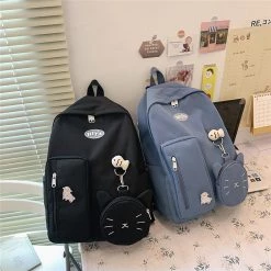 Juwas Kawaii Cat Backpack With Purse HOME&LIFESTYLE