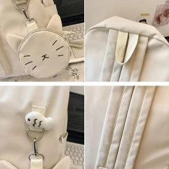Juwas Kawaii Cat Backpack With Purse HOME&LIFESTYLE