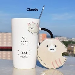 Juwas Cute Cat Ceramic Cups