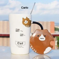 Juwas Cute Cat Ceramic Cups