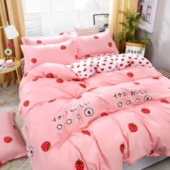 Juwas.com Online Store Cute Strawberry Print Comfortable Bedding Set NEW ARRIVAL 10 Juwas.com Online Store Cute Strawberry Print Comfortable Bedding Set NEW ARRIVAL