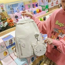 Juwas Kawaii Cat Backpack With Purse HOME&LIFESTYLE