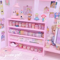 -Juwas NEW ARRIVAL Kawaii Pink Wood Storage Display