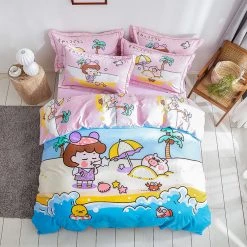 Juwas HOME&LIFESTYLE Kawaii Filled Cartoon Prints Bed And Pillow Covers
