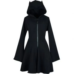 Juwas Sexy Daredevil Plain Black Long Hoodie