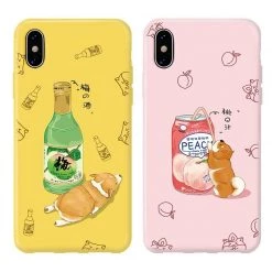 Juwas.com Online Store Shiba Inu Drinks Peach And Plum IPhone Case