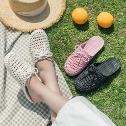 Juwas NEW ARRIVAL Kawaii Weaved Pastels Slip-On Slippers