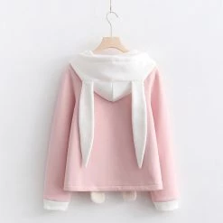 Juwas Cute Bunny Embroidery Hoodie CLOTHING
