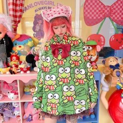 Juwas Harajuku Cartoon Frog Print Loose Shirt NEW ARRIVAL