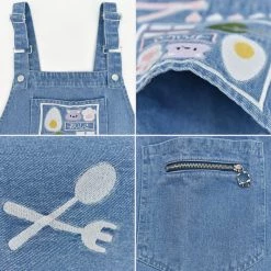 Juwas NEW ARRIVAL Kawaii Cartoon Embroidered Denim Jumpsuit