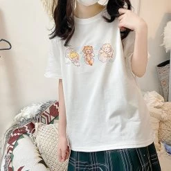 Juwas Japanese Cartoon Angle Girl Cotton T-shirt