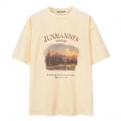 Juwas Vintage Sunset Print Loose T-shirt