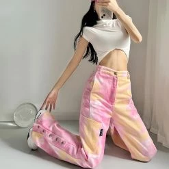 Juwas Tie-Dye Wide-Legged Streetwear Jean