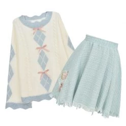 -Juwas Lovely Girl Alice Inspired Knitted Sweater Skirt