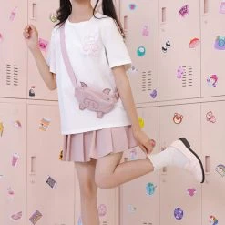 Juwas Pink Pig Basic Shirt With Crossbody Bag
