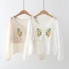 Juwas Flowers Embroidery Lace Up Sweatshirt