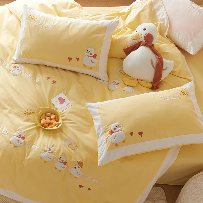 Juwas NEW ARRIVAL Cute Duck Family Printed Bedding Sheet Set 8 Juwas NEW ARRIVAL Cute Duck Family Printed Bedding Sheet Set