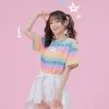 Juwas NEW ARRIVAL Pastel Rainbow Color Unicorn T-shirt